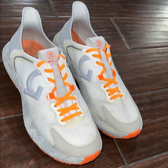 G/FORE MG4x2 cross trainer golf  White and Orange Shoes - Picture 1 of 8
